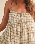 Jace Adjustable Strap Check Romper