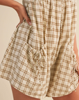 Jace Adjustable Strap Check Romper