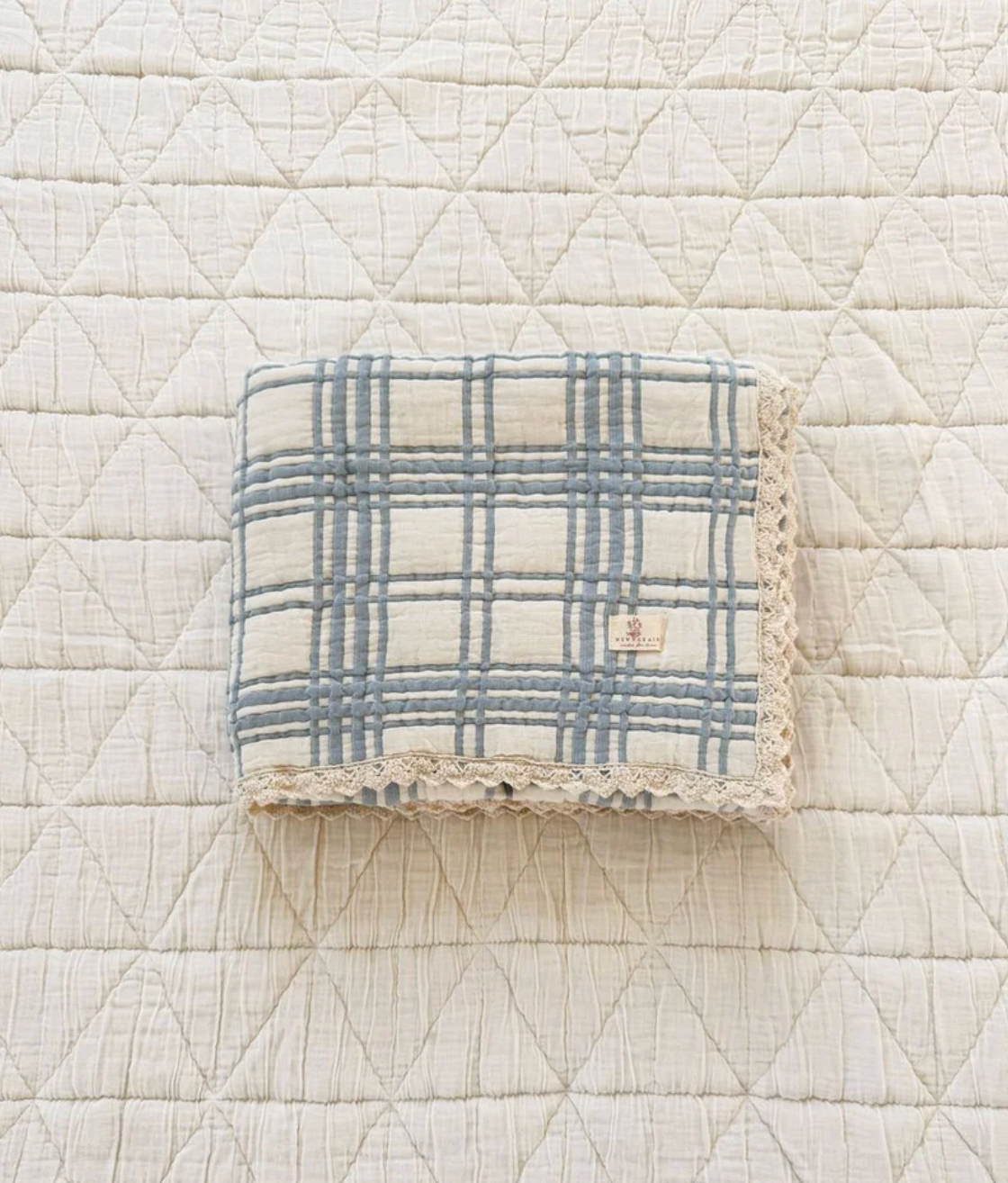 New Grain french plaid quilt - powder