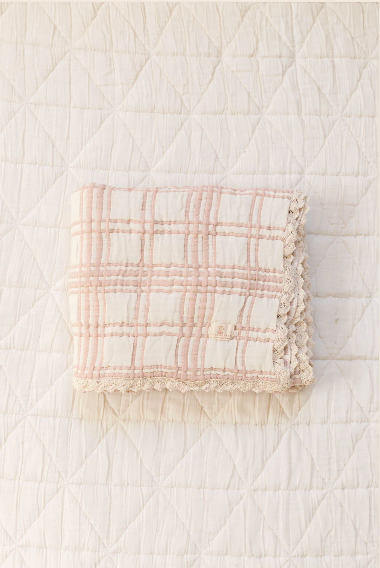 New Grain french plaid blanket - petal