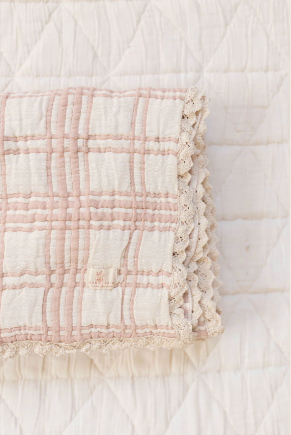 New Grain french plaid blanket - petal