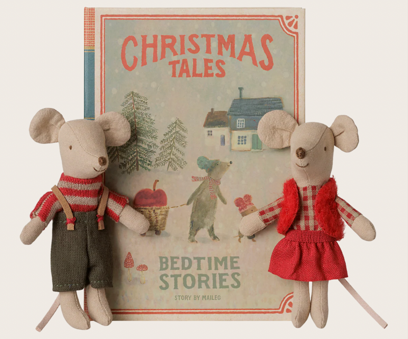 PRE ORDER Christmas twin mice, Little sister and brother in book Maileg