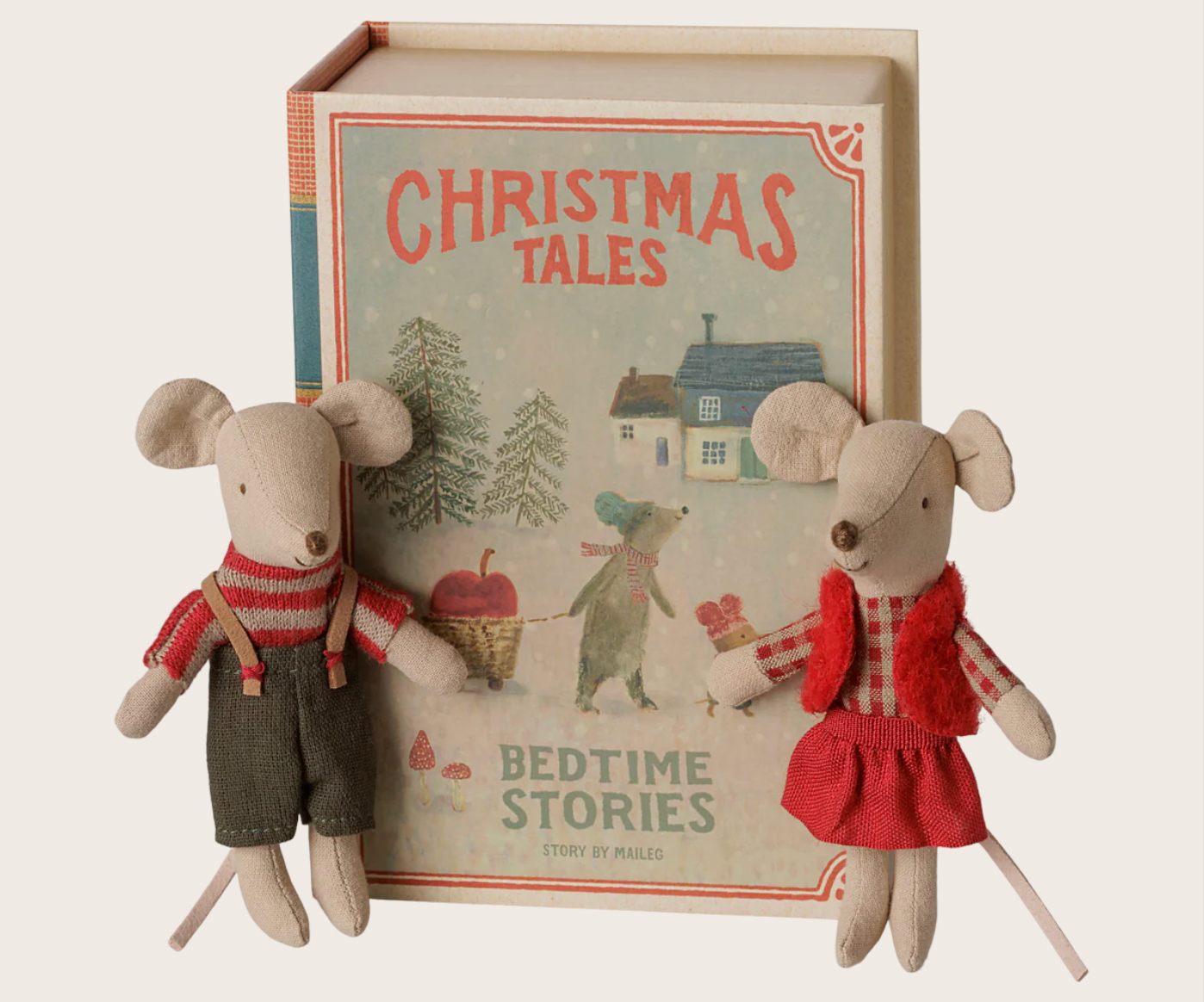 PRE ORDER Christmas twin mice, Little sister and brother in book Maileg