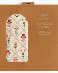 Scandinavian Folk Floral Muslin Baby Swaddle