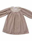 Camel Gingham Lace Dress - Mebie Baby