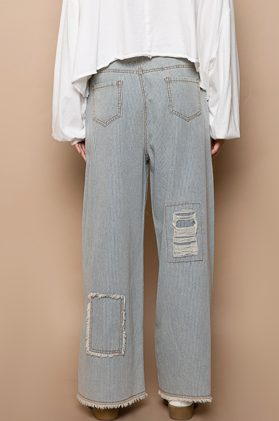 Kali Stripe Denim Wide Pants