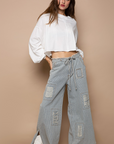 Kali Stripe Denim Wide Pants