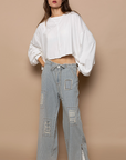 Kali Stripe Denim Wide Pants