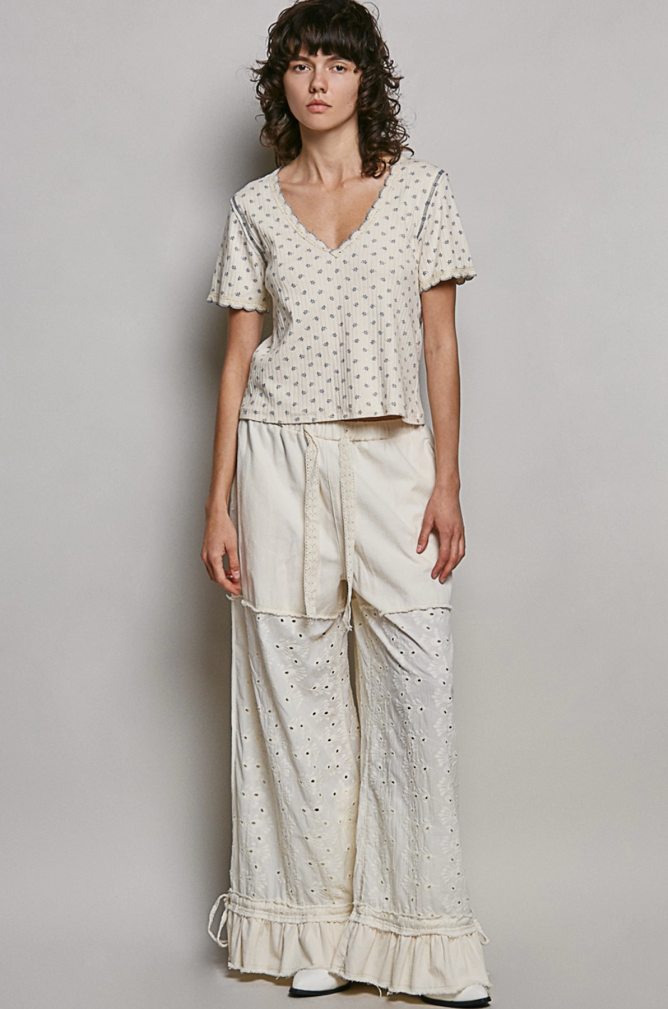 Jo Rib Floral V-Neck Knit Top