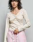 Lacey Vintage V-Neck Long Sleeve Floral Top