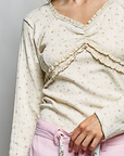 Lacey Vintage V-Neck Long Sleeve Floral Top
