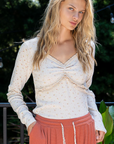 Lacey Vintage V-Neck Long Sleeve Floral Top