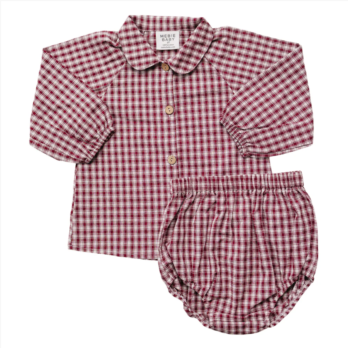Red Gingham Peter Pan Collar Bloomer Set - Mebie Baby