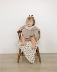 Camel Gingham Lace Bubble Romper - Mebie Baby