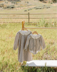 Camel Gingham Lace Bubble Romper - Mebie Baby