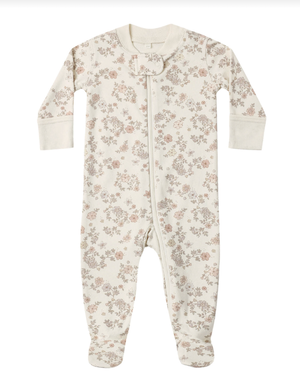 QUINCY MAE ZIP LONG SLEEVE SLEEPER FOOTIE FLORAL VINE