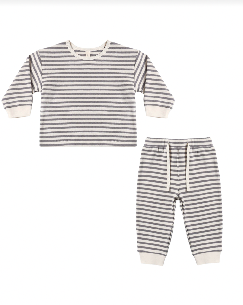 QUINCY MAE COZY SET SLATE STRIPE
