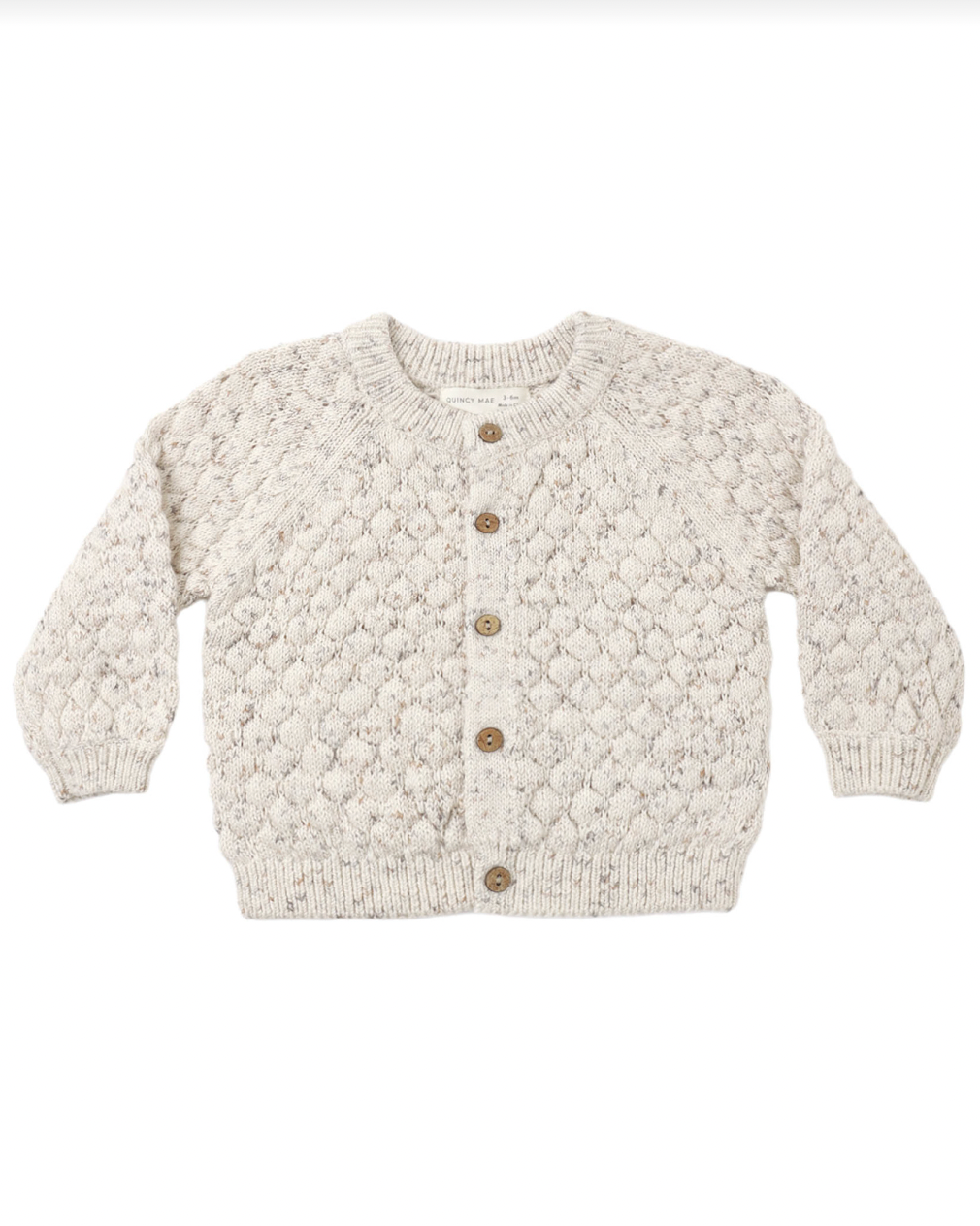 QUINCY MAE BUBBLE KNIT CARDIGAN NATURAL CONFETTI