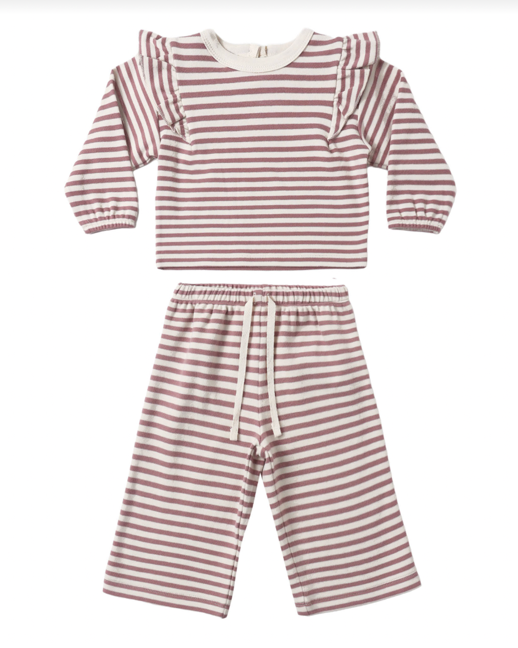 QUINCY MAE RUFFLE COZY SET MULBERRY STRIPE