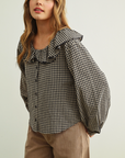 Della Gingham Ruffled Blouse