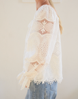 Whimsy Embroidered Lace Square Neck Blouse