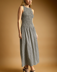 Black Mini Gingham Pattern Sleeveless Dress