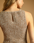 Mocha Mini Gingham Pattern Sleeveless Dress