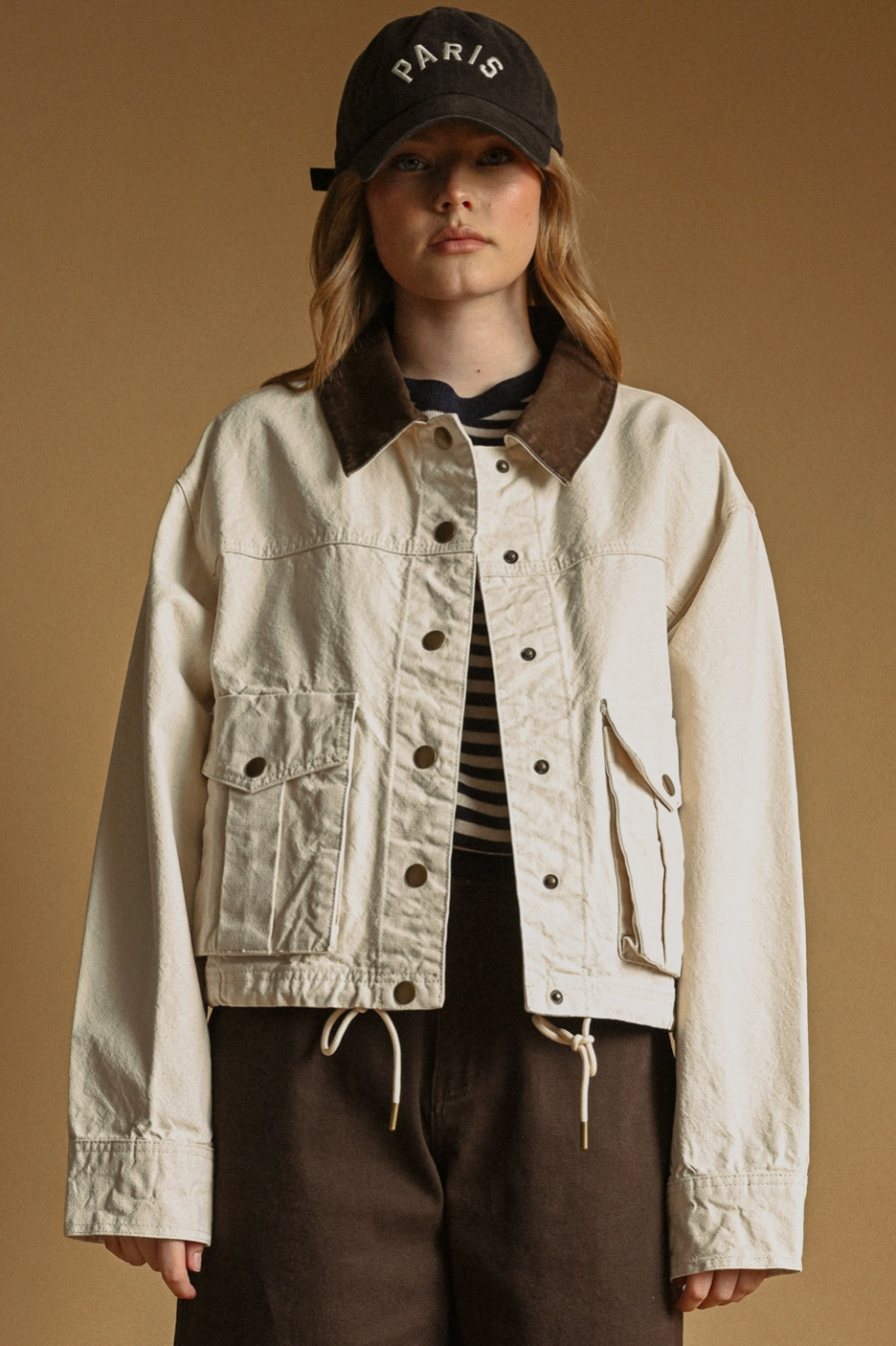 Zoe Collar Contrasted Utility Jacket
