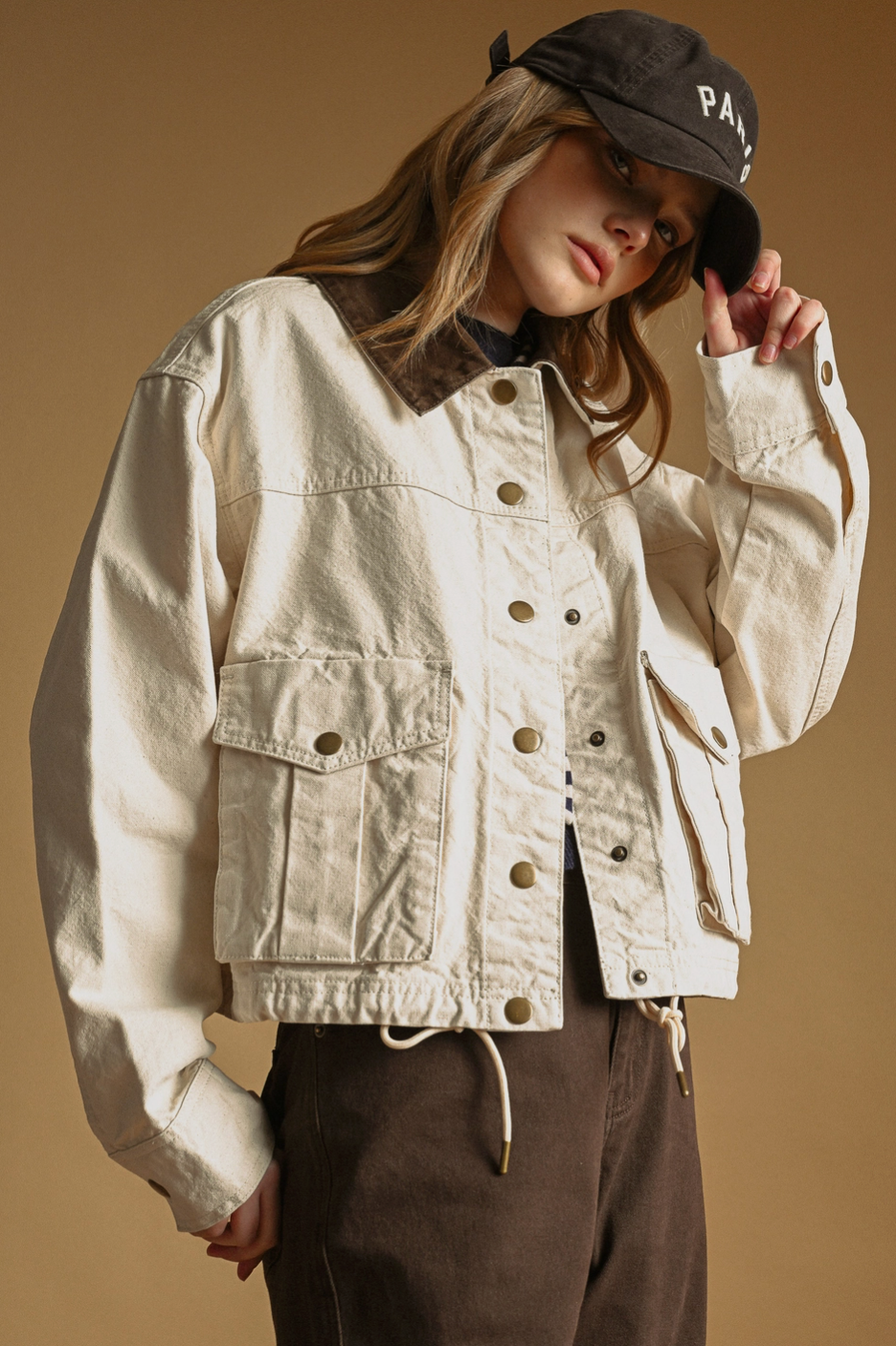 Zoe Collar Contrasted Utility Jacket
