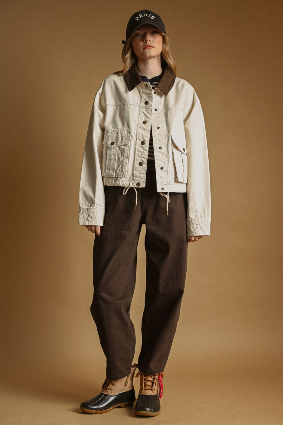 Zoe Collar Contrasted Utility Jacket