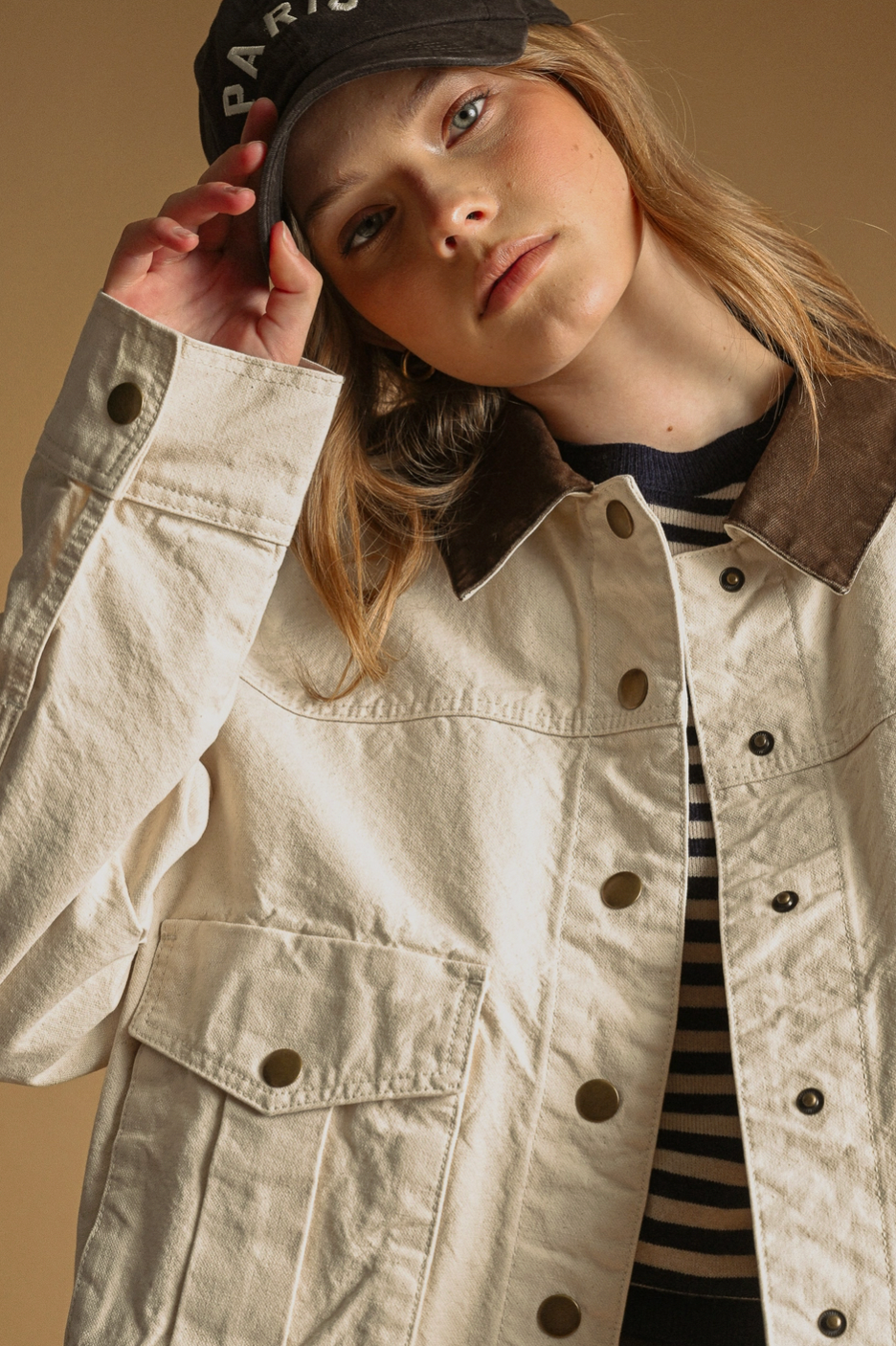 Zoe Collar Contrasted Utility Jacket