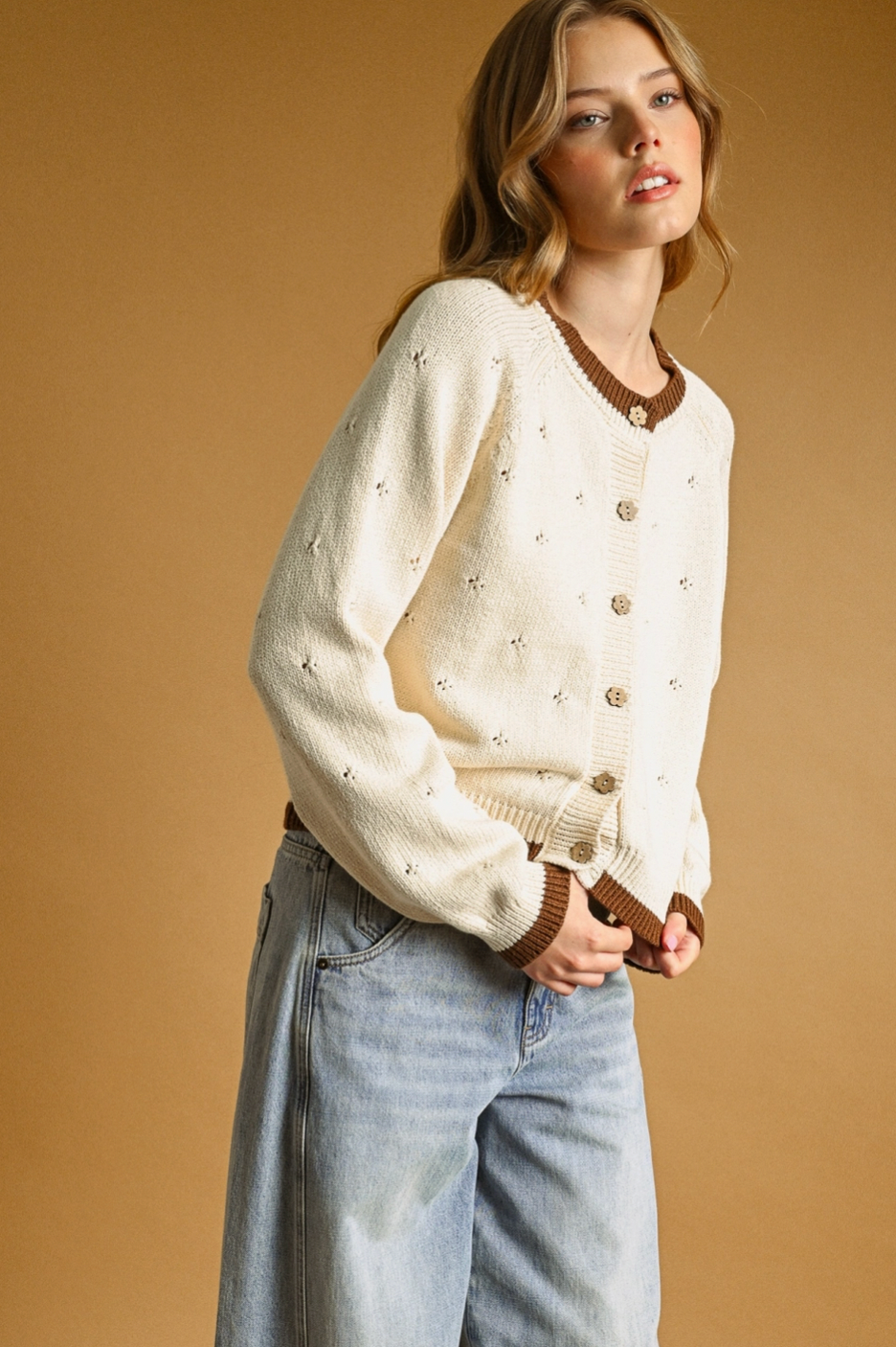 Elsie Pointelle Knit Cardigan