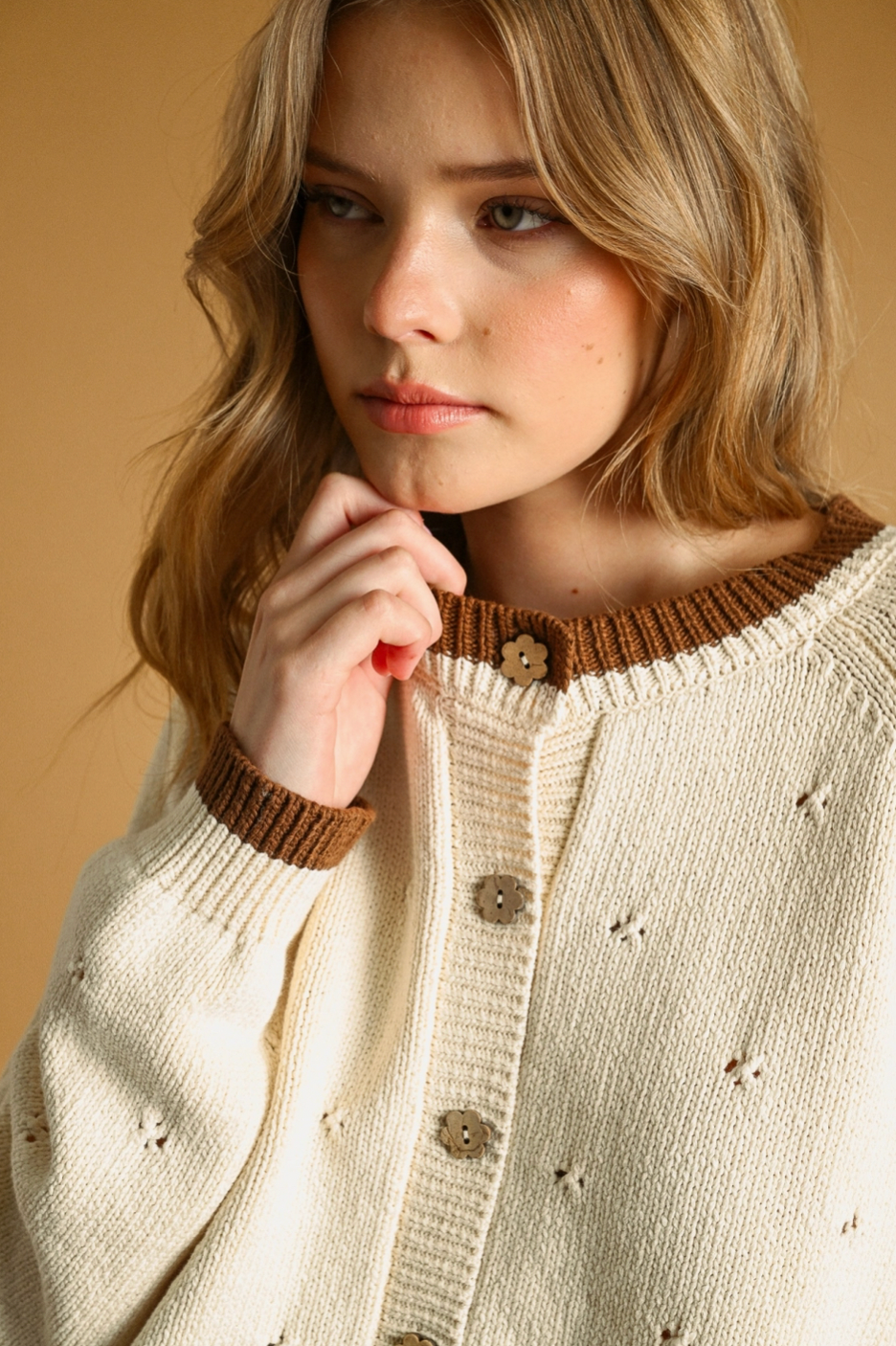 Elsie Pointelle Knit Cardigan