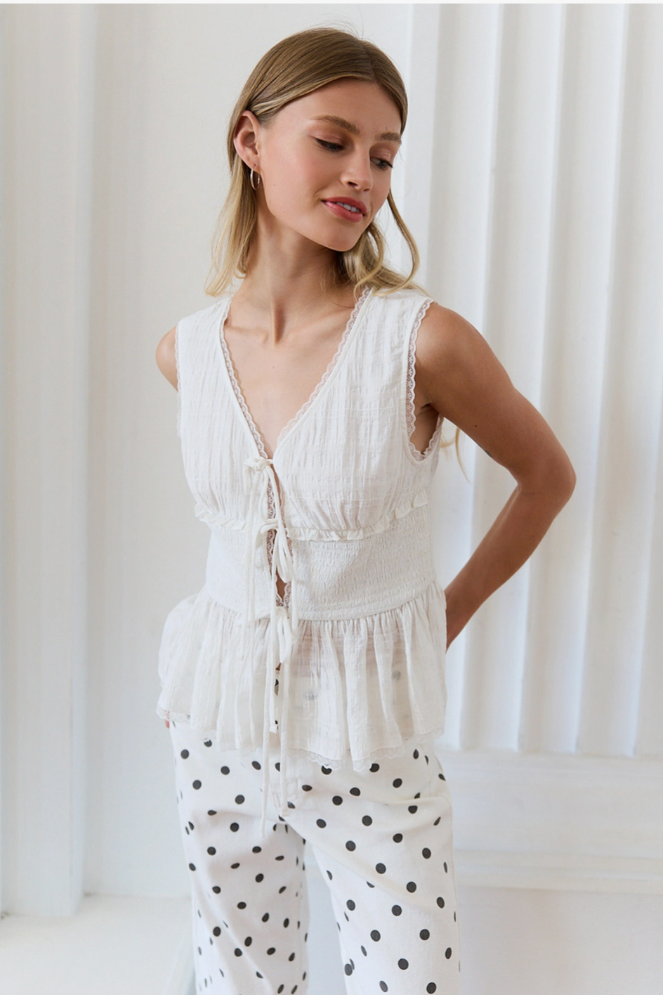 Bonnie Top with Lace Trim