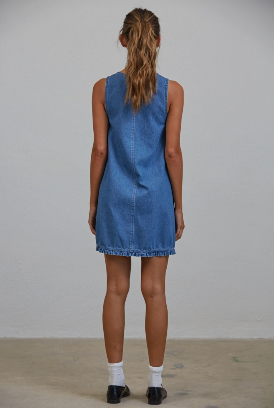 Betsy Ruffle Denim Mini Dress