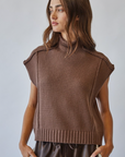 Mock Neck Exposed Seam Sweater Vest (Choco)