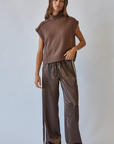 Mock Neck Exposed Seam Sweater Vest (Choco)