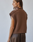 Mock Neck Exposed Seam Sweater Vest (Choco)