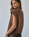 Mock Neck Exposed Seam Sweater Vest (Choco)