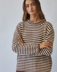 Everyday Cozy Stripe Knit Sweater-Choco