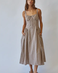Vivien Check Tie Front Midi Dress