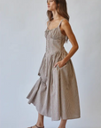 Vivien Check Tie Front Midi Dress
