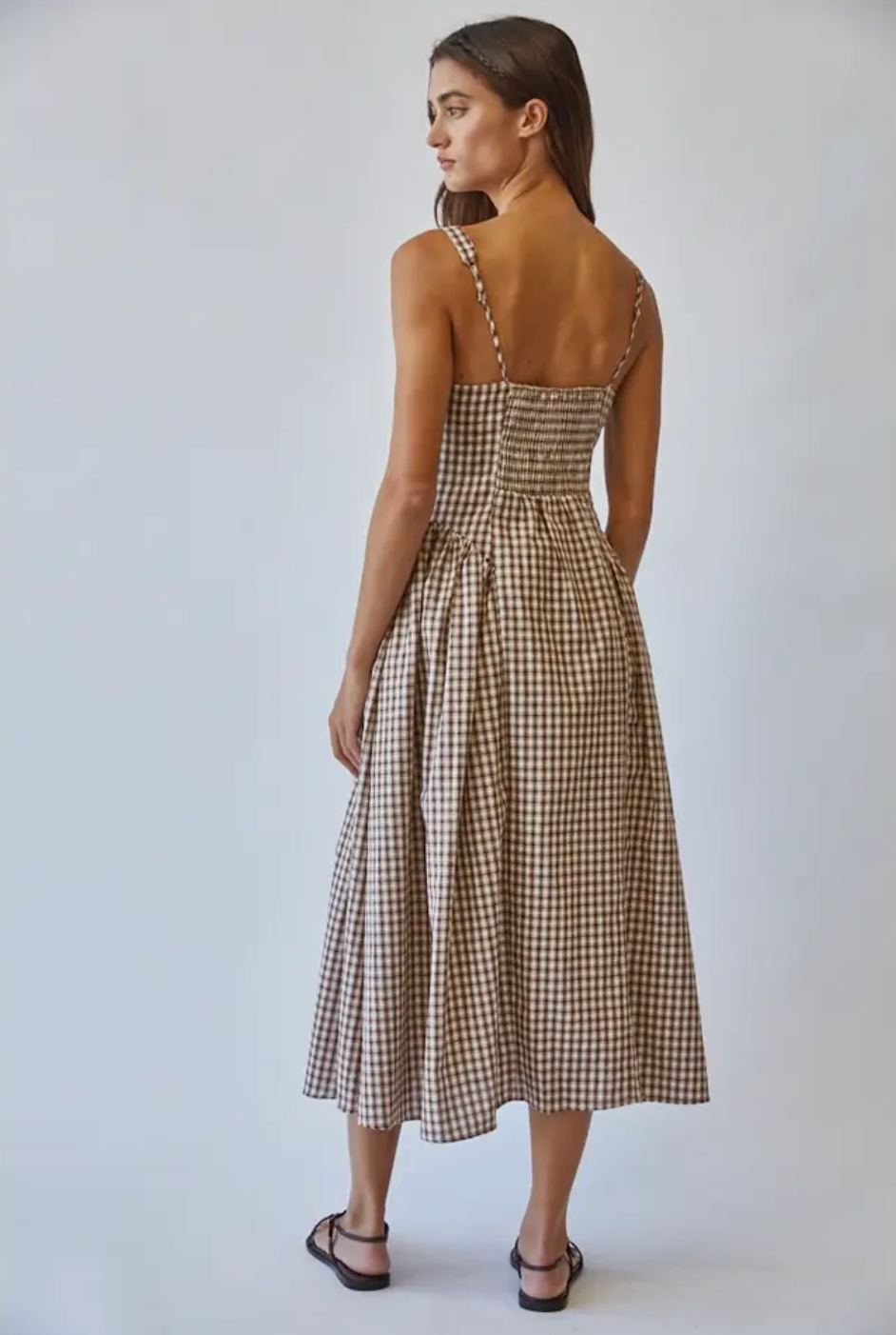 Vivien Check Tie Front Midi Dress