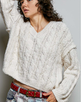 Semi-Cropped V-Neck Soft Sweater
