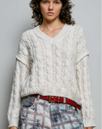 Semi-Cropped V-Neck Soft Sweater