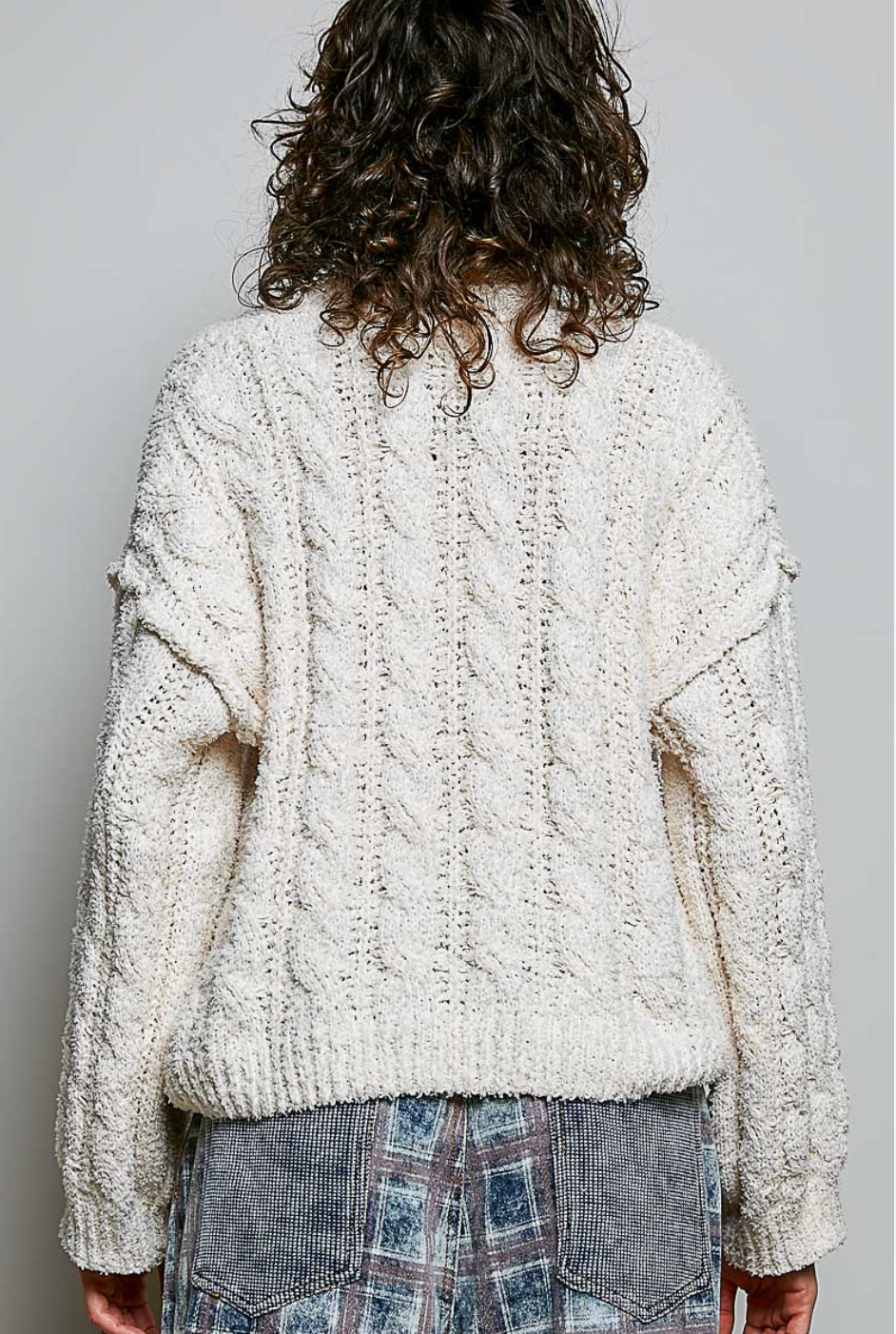 Semi-Cropped V-Neck Soft Sweater
