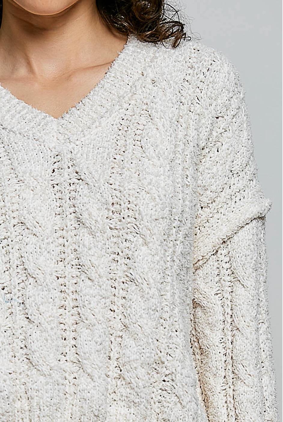 Semi-Cropped V-Neck Soft Sweater