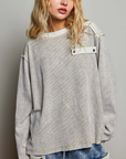 Mixed Panel Thermal Top Vintage Wash