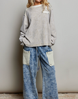 Mixed Panel Thermal Top Vintage Wash