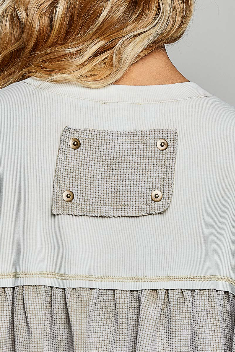 Mixed Panel Thermal Top Vintage Wash